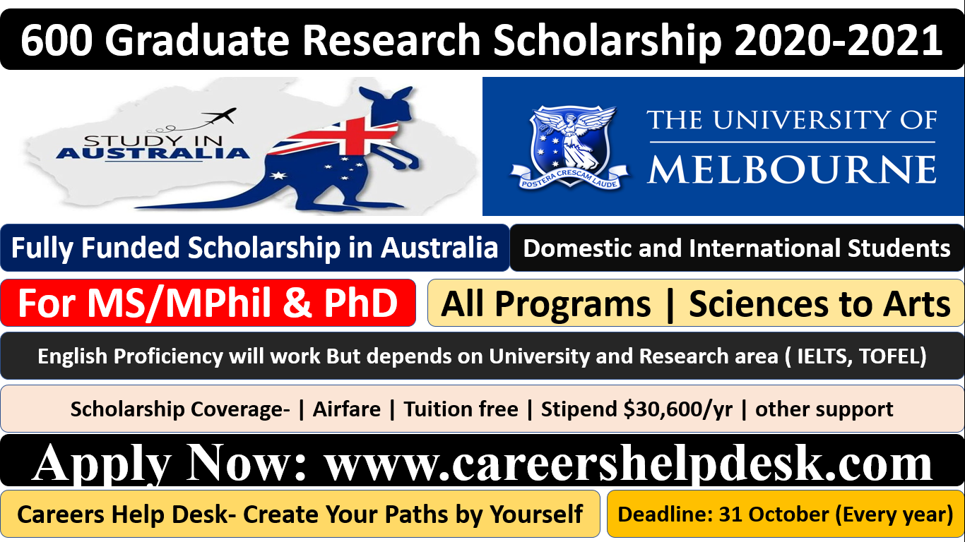 600 Graduate Research Scholarships University Of Melbourne Australia