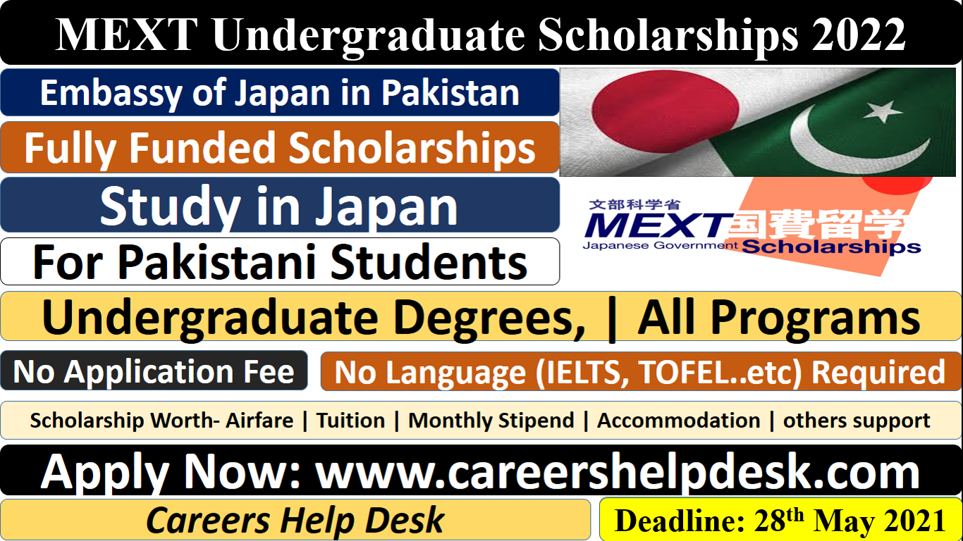 MEXT Undergraduate Scholarships For Pakistani Students 2022 (Fully Funded)