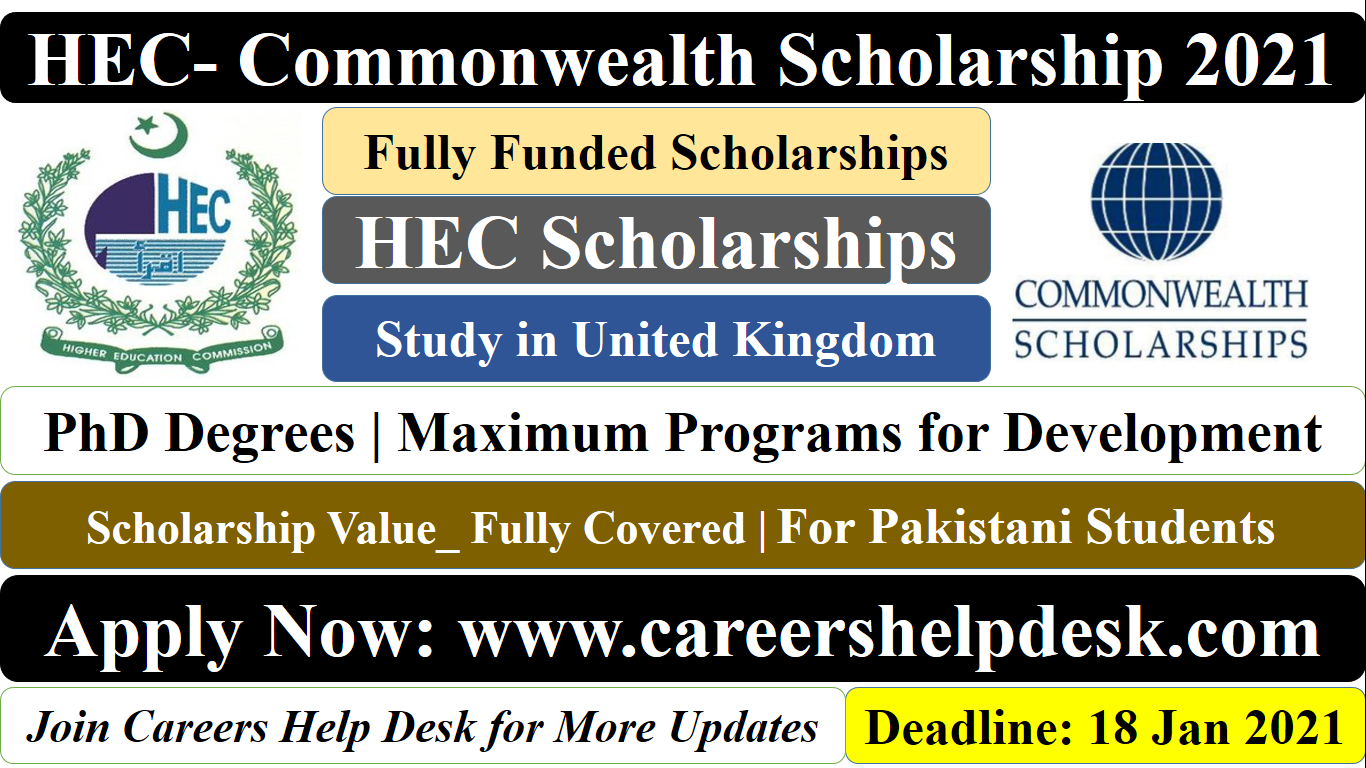 Commonwealth Scholarship 2021 for Pakistani Students (Fully Funded)