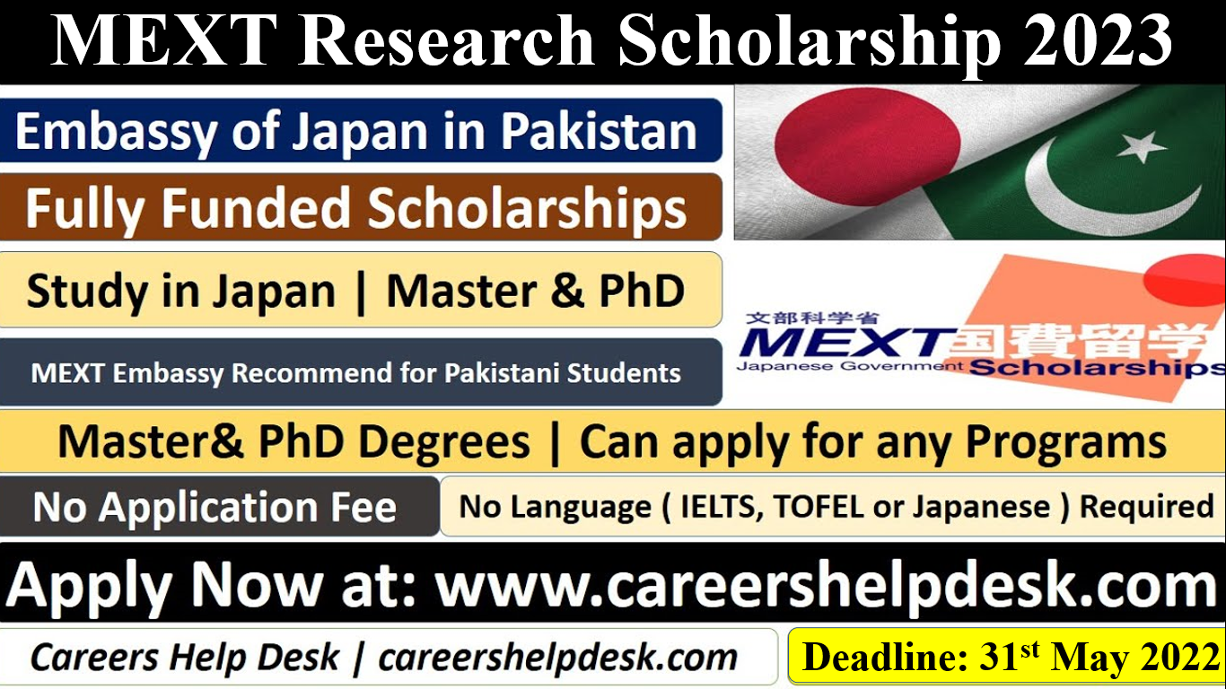 MEXT Scholarship 2023 for Pakistani Students-Embassy Recommended