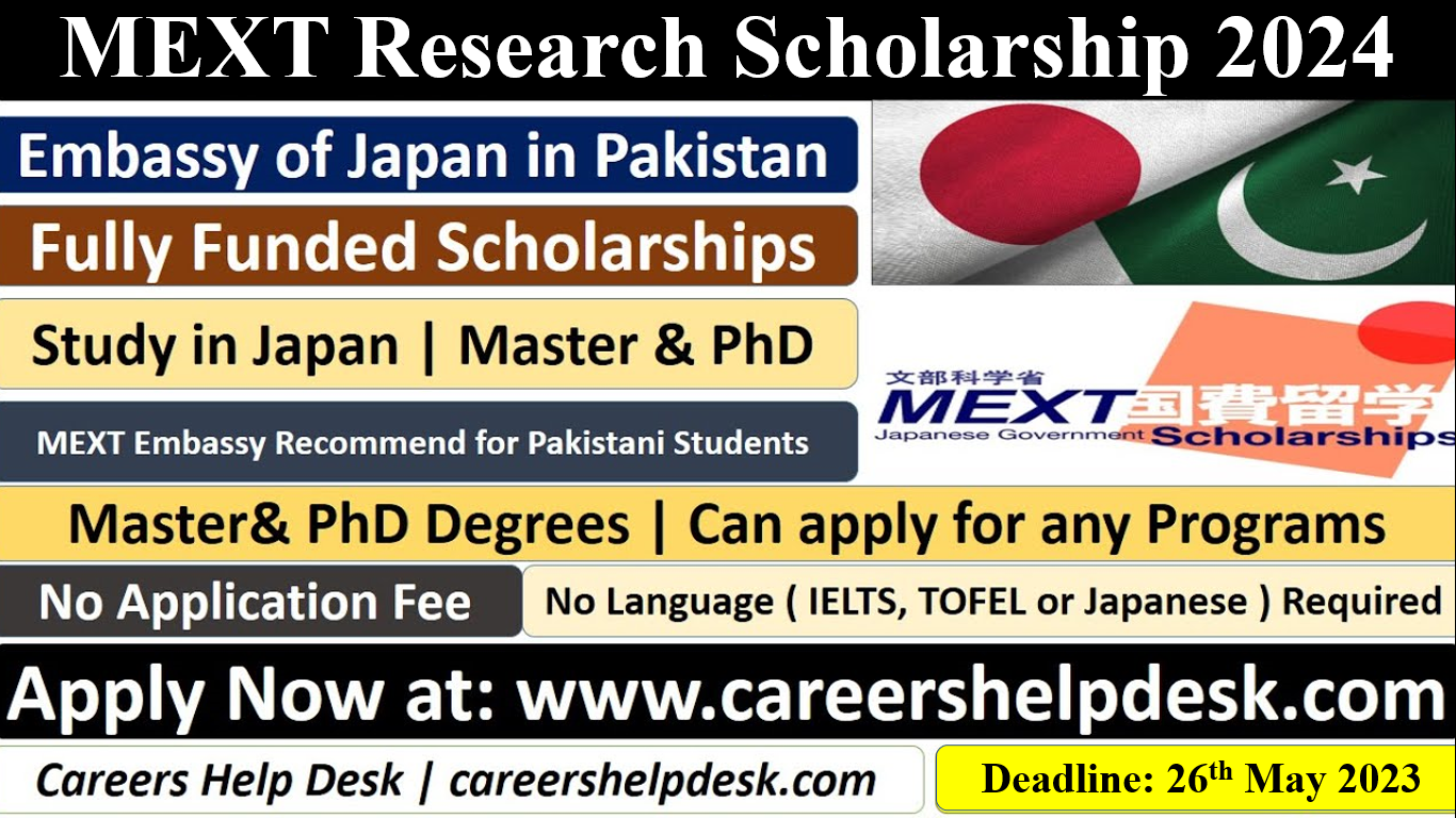 mext phd scholarship 2023 deadline pakistan