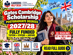 Gates Cambridge Scholarship 2027/28 fully funded postgraduate scholarship at the University of Cambridge with application deadlines and benefits.