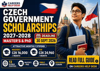 Czech Government Scholarships 2027-2028 for Master’s and PhD students with CZK 16,000 and CZK 24,960 monthly stipends