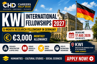 KWI International Fellowships 2027 in Germany offering a €3,000 monthly allowance, six-month research fellowship, research infrastructure, and international opportunities for humanities, cultural studies, and social sciences researchers.