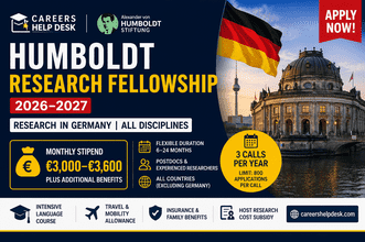 Humboldt Research Fellowship Germany 2026–2027 offering €3,000–€3,600 monthly funding for postdocs and experienced researchers