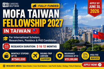 MOFA Taiwan Fellowship 2027 in Taiwan fully funded research fellowship for international scholars