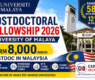 University of Malaya Postdoctoral Fellowship 2026 | RM8,000/Month Postdoc in Malaysia
