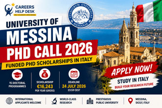 University of Messina PhD Call 2026 in Italy offering funded PhD scholarships across 15 doctoral programmes for international students with €16,243 annual scholarship and July 24, 2026 application deadline.