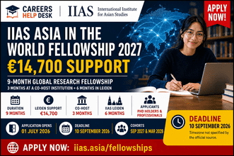 IIAS Asia in the World Fellowship 2027 offering €14,700 Leiden support for a nine-month global research fellowship