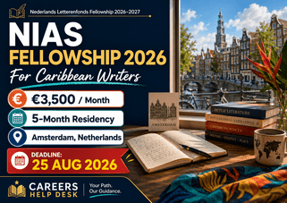 Nederlands Letterenfonds Fellowship 2026 for Caribbean writers offering €3,500 per month and a five-month residency in Amsterdam