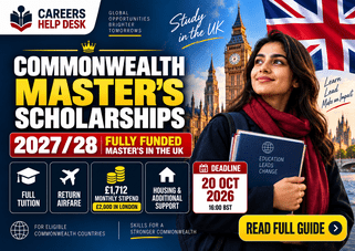 Commonwealth Master’s Scholarships 2027/28 in the UK with full tuition, return airfare and up to £2,000 monthly stipend