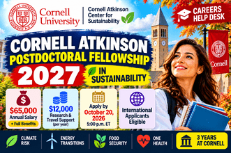 Cornell Atkinson Postdoctoral Fellowship 2027 – $65K Salary