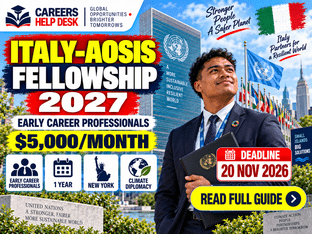 Italy-AOSIS Fellowship 2027 with $5,000 monthly stipend, New York diplomatic training and November 20, 2026 deadline