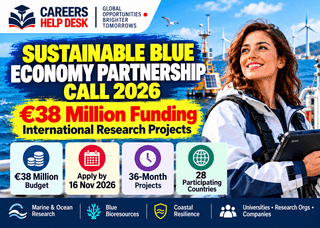 Sustainable Blue Economy Partnership Call 2026 offering €38 million for international marine and ocean research projects