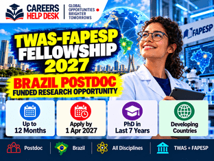 TWAS-FAPESP Postdoctoral Fellowship 2027 in Brazil for researchers from developing countries, with April 1 application deadline