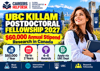 UBC Killam Postdoctoral Fellowship 2027 in Canada – $60,000 Stipend