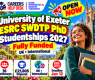 University of Exeter ESRC SWDTP PhD Studentships 2027: Fully Funded in the UK