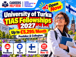 University of Turku TIAS Fellowships 2027 in Finland, featuring 8 research positions, salaries up to €5,295 per month, and November 13 deadline.