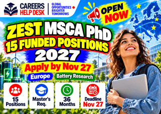 ZEST MSCA PhD Positions 2027 – 15 Funded PhDs in Europe